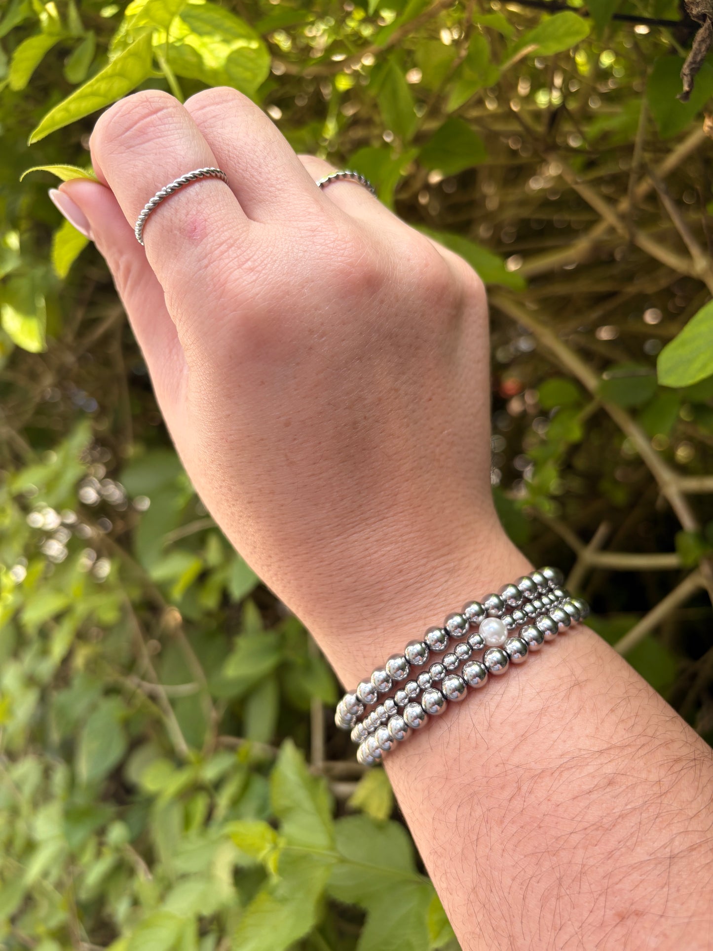 Silver beaded bracelet