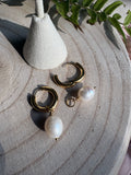 Gold Chunky Hoops with Pealrs