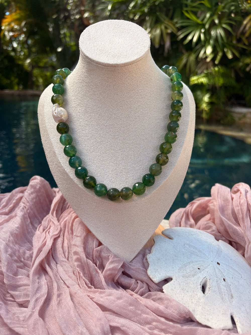 Dark Green Bubble Beads Necklace - Sky’s Gem Box