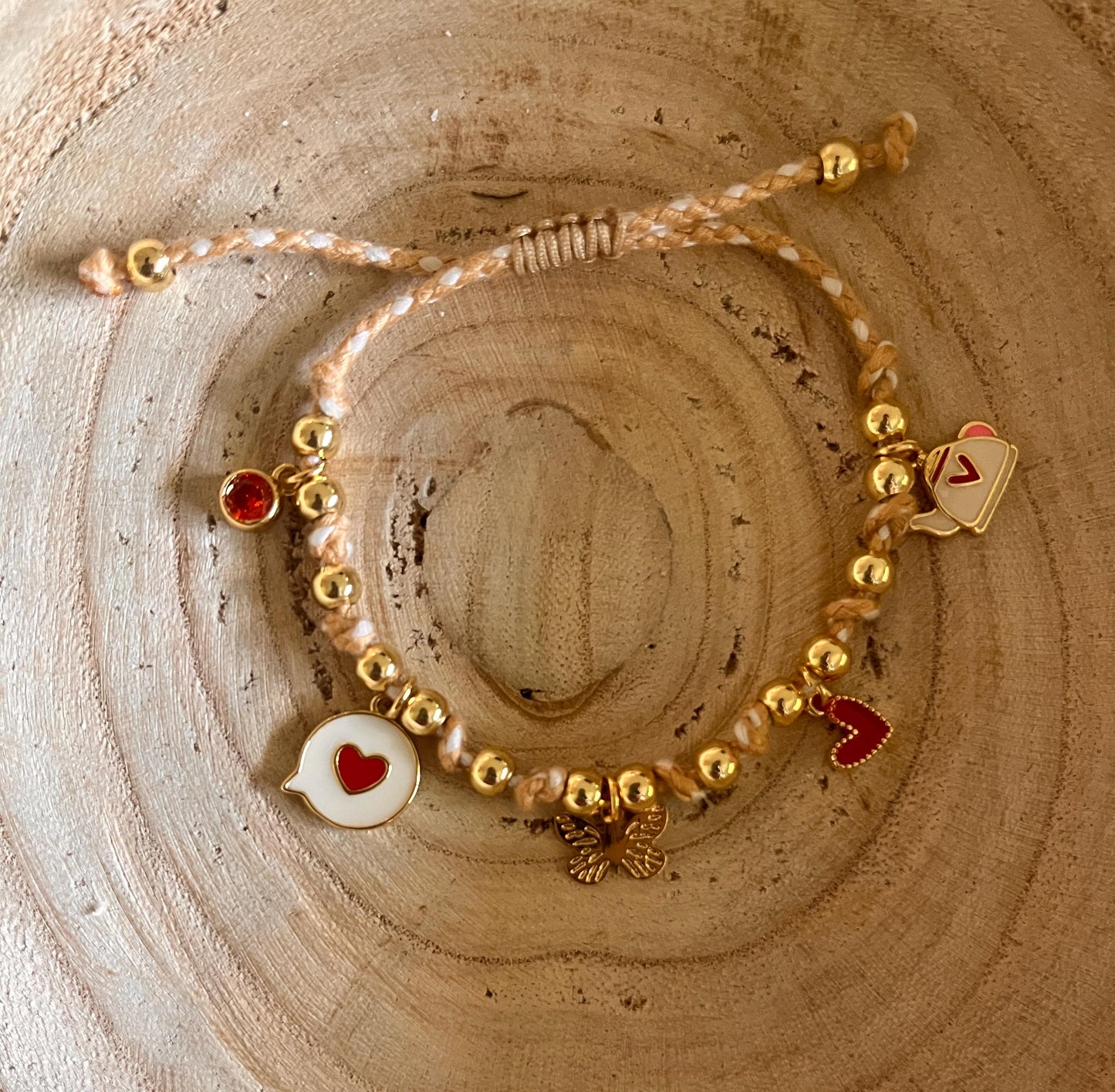Adjustable Charm Bracelet on Cord