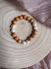 Natural Wood and Pearl Bracelet