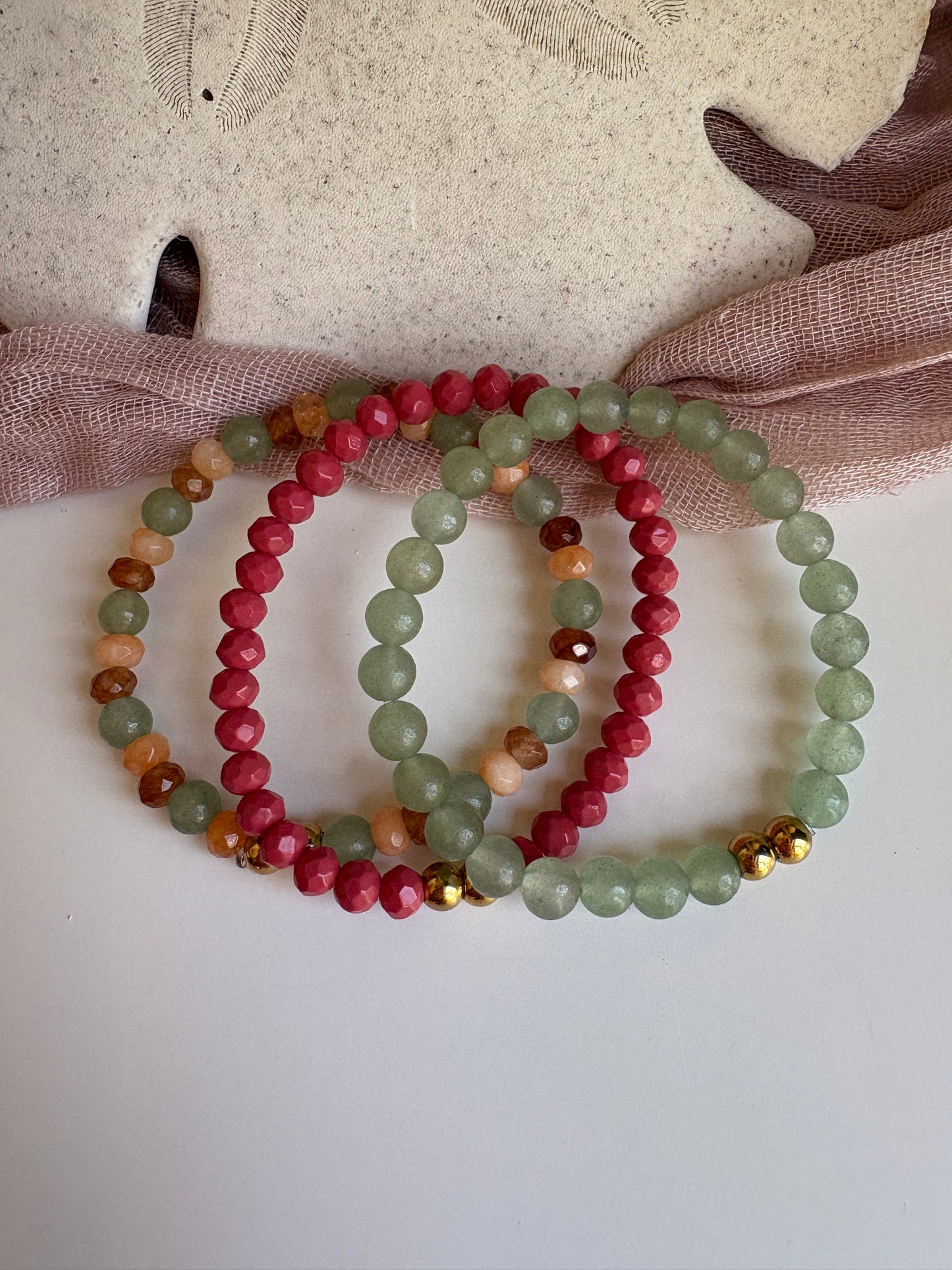 Kids- Cranberry Czech Glass Bracelet