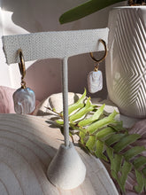 Gold Hoops with Rectangle Pearls