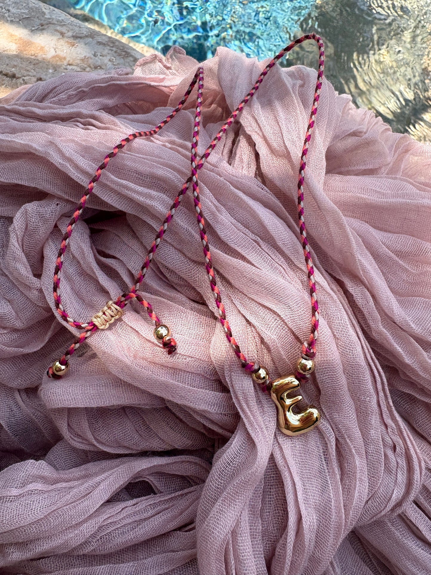Bubble Letter Necklace on adjustable cord