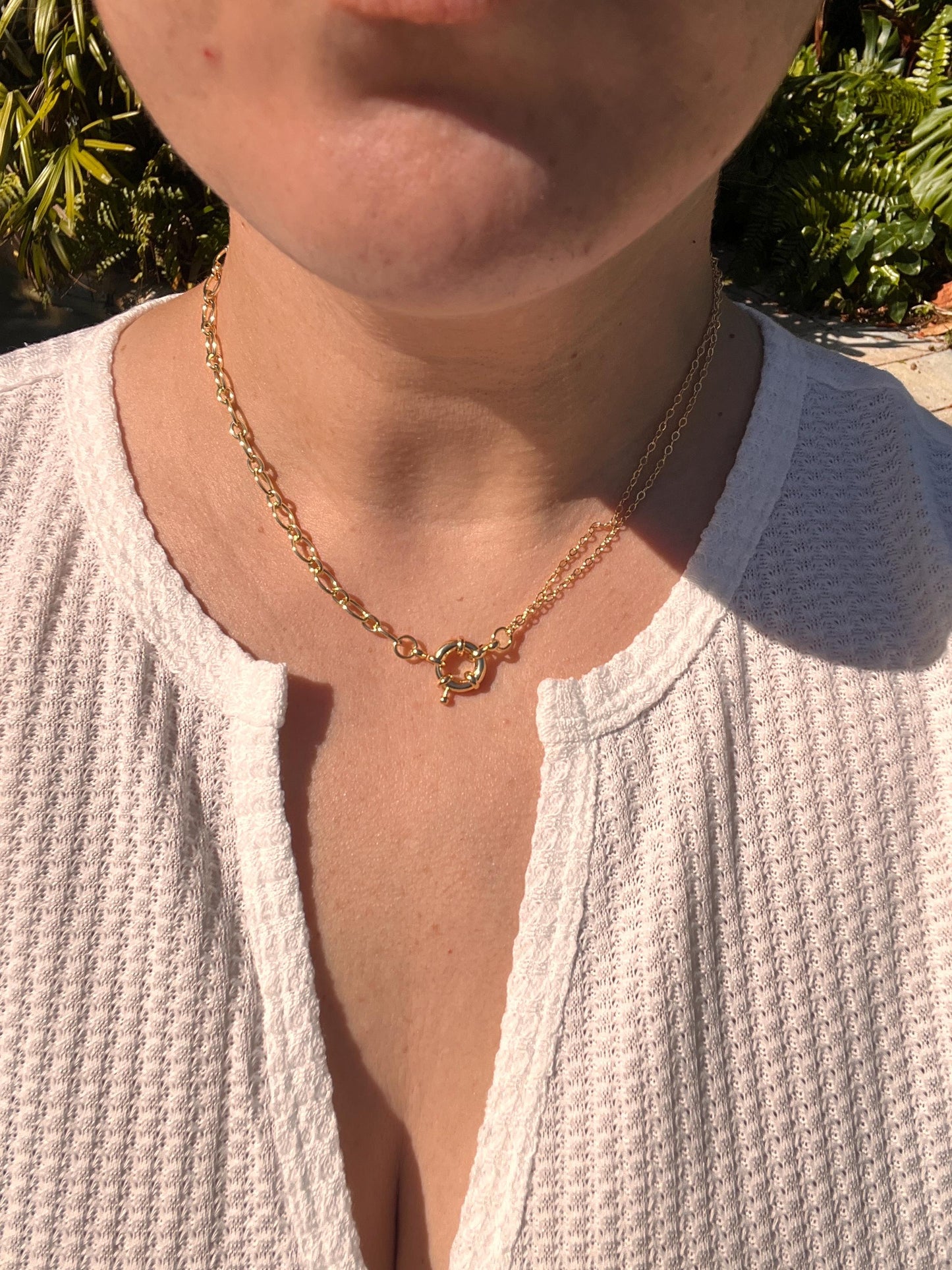 Mixed chain with spring ring clasp