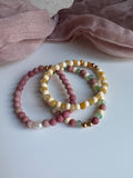 Kids- Pink Rhodochrosite Beaded Bracelet - Sky’s Gem Box