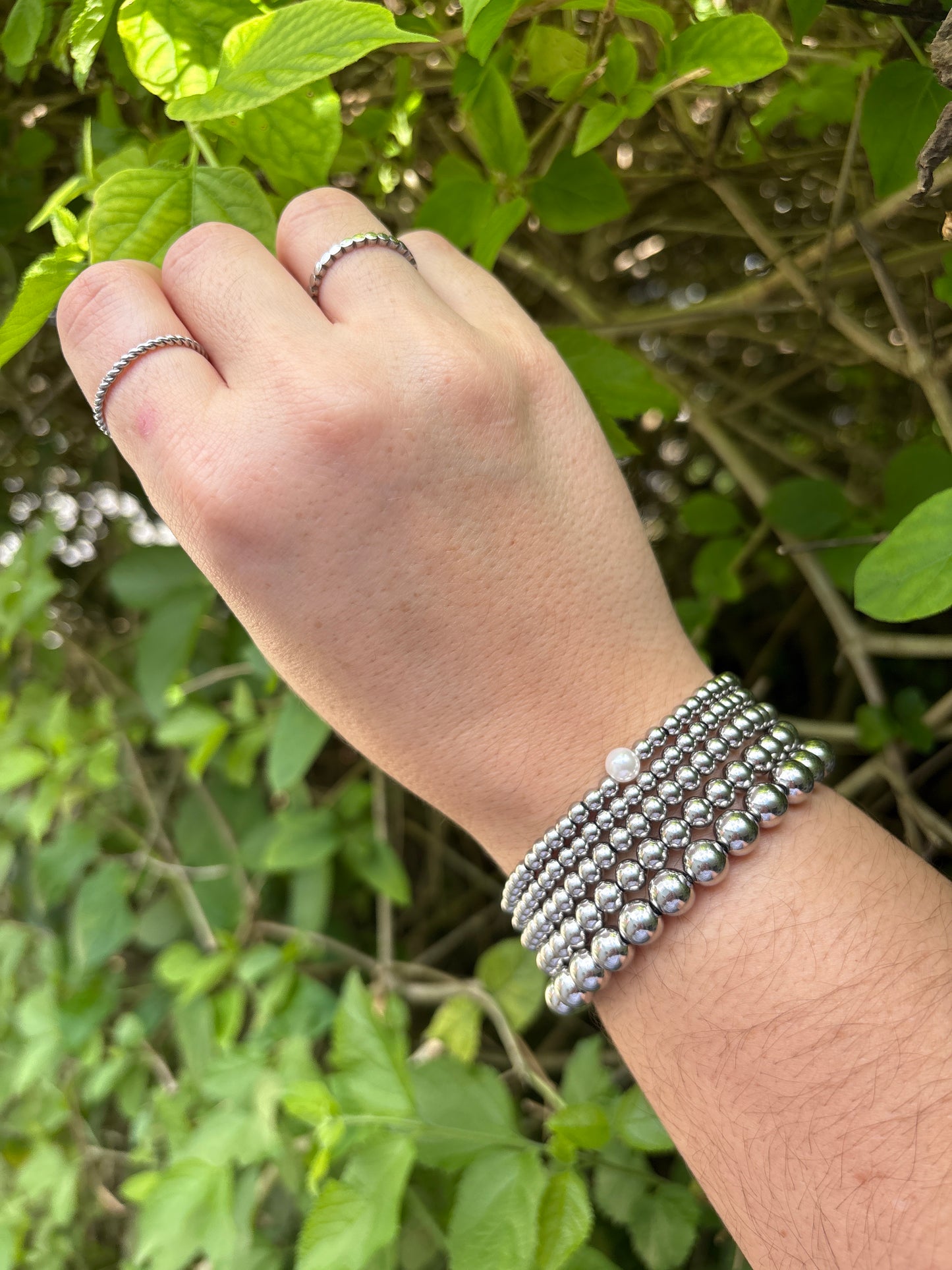 Silver beaded bracelet
