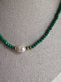 Czech Glass Necklace with Single Pearl - Sky’s Gem Box