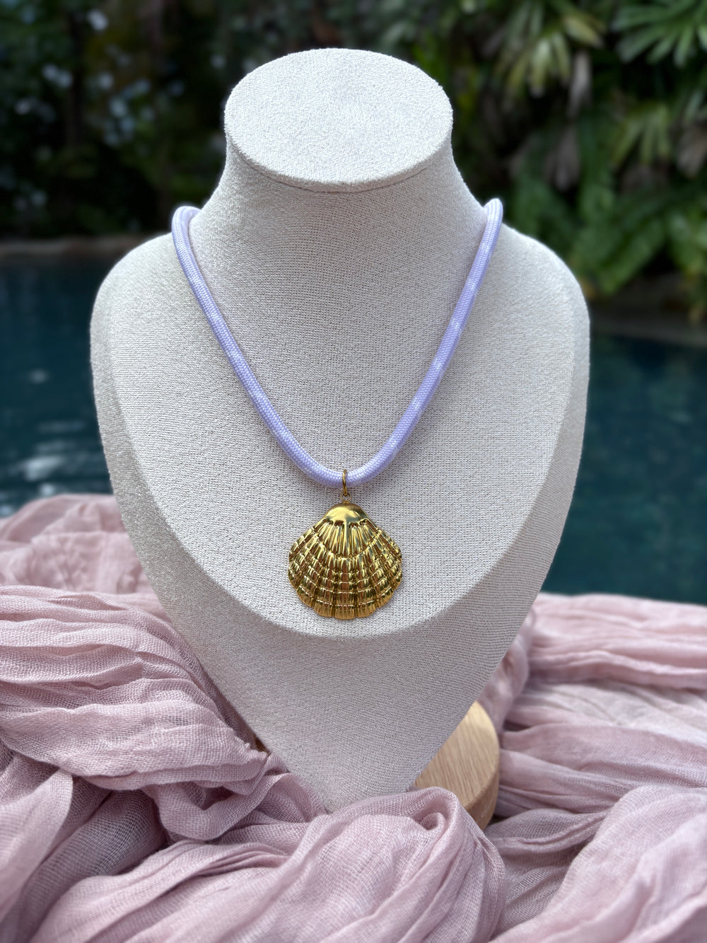 Lavender Cord Seashell Necklace - Sky’s Gem Box