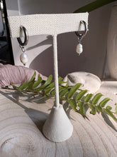 Silver Chunky Hoops with Pealrs