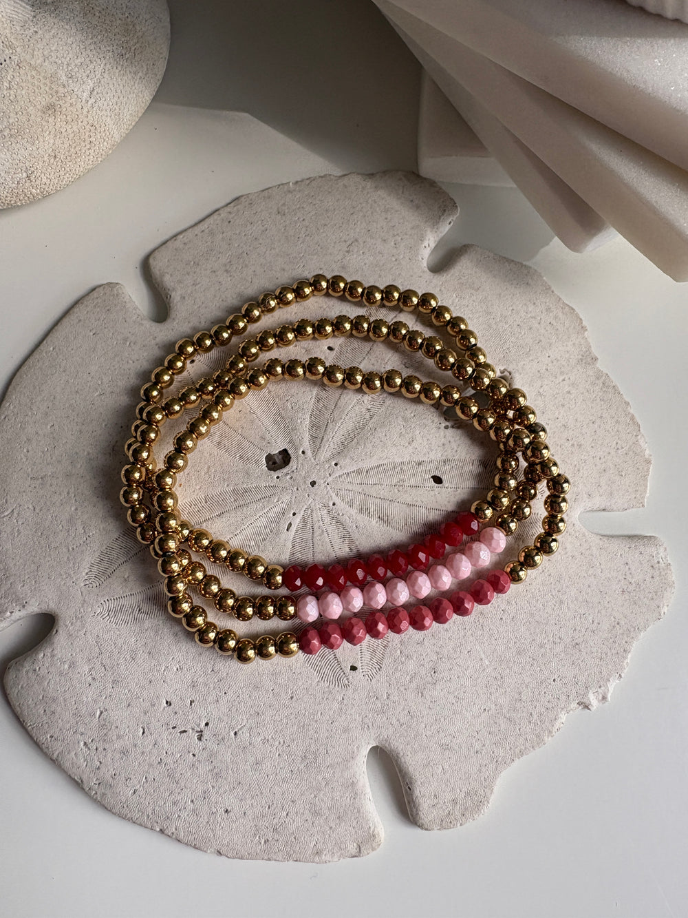 Valentine Bead Stack • Stainless Steel & Faceted Czech Glass Beads - Sky’s Gem Box