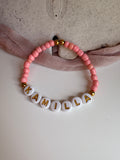 Kids - Gold on Pink Name Bracelet - Sky’s Gem Box