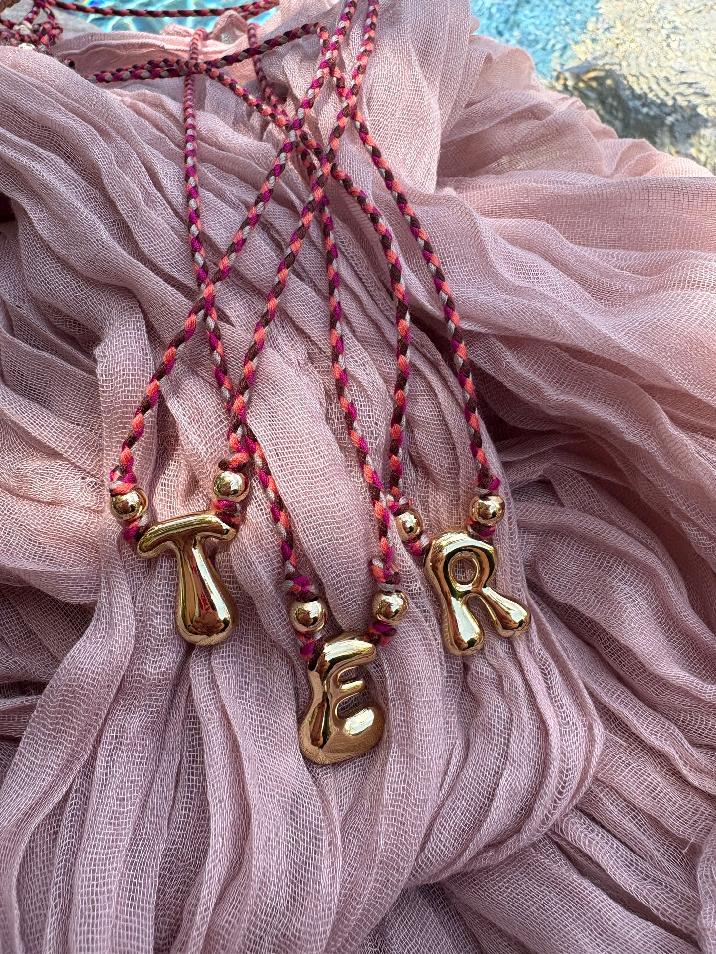 Bubble Letter Necklace on adjustable cord