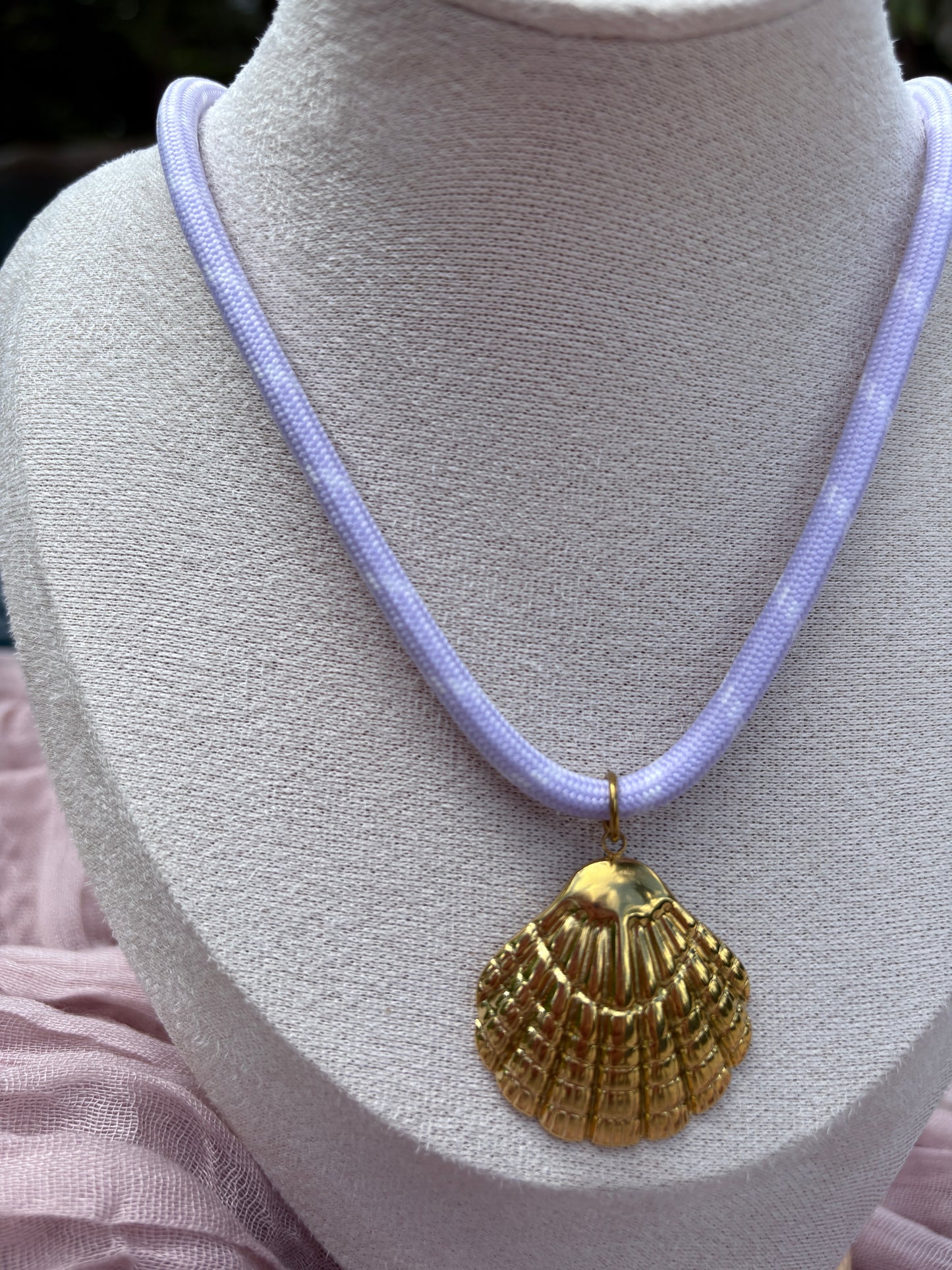 Lavender Cord Seashell Necklace - Sky’s Gem Box