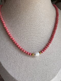 Czech Glass Necklace with Single Pearl - Sky’s Gem Box