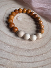 Warm Tone Wood and Fossil Jasper Bracelet