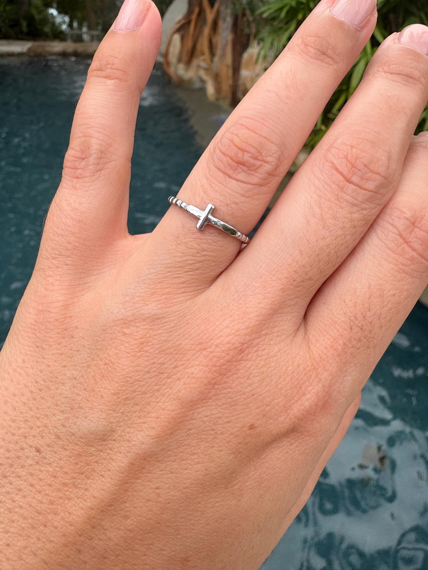 Beaded Cross stacking ring