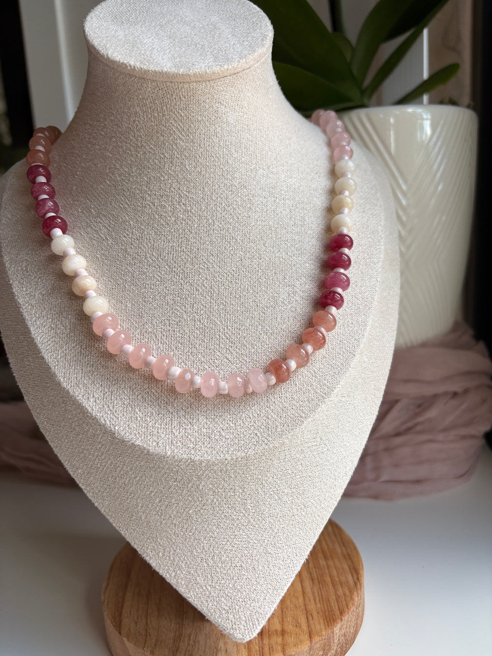 Pink Tones Agate Necklace - Sky’s Gem Box