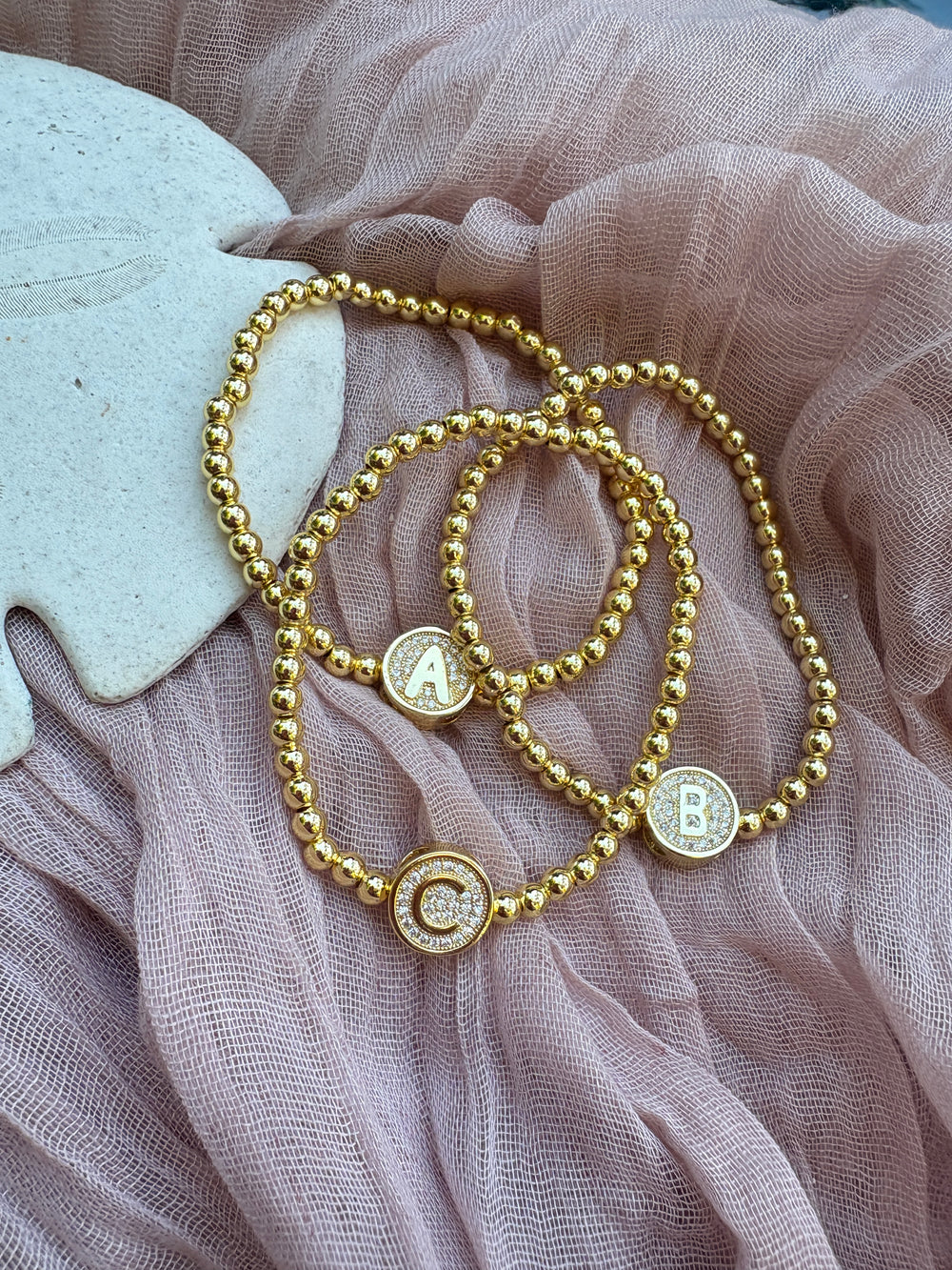 Initial Stretch Bracelet - Sky’s Gem Box