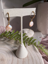 Gold Hoops with Round Pearls