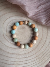 Amazonite, Wood and Fossil Jasper Bracelet