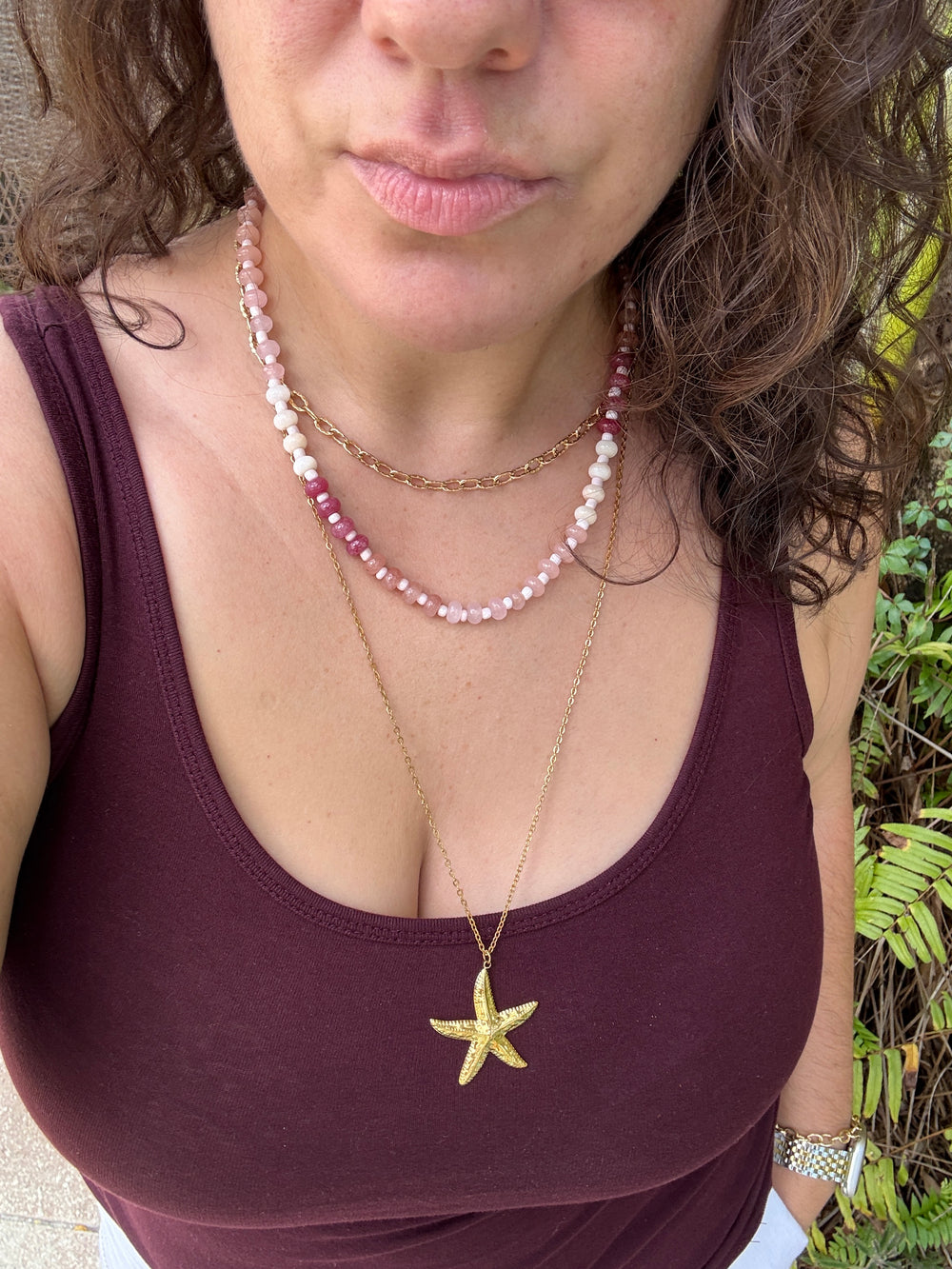 Pink Tones Agate Necklace - Sky’s Gem Box