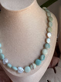 Sea Breeze Pearl & Coin Amazonite Necklace - Sky’s Gem Box