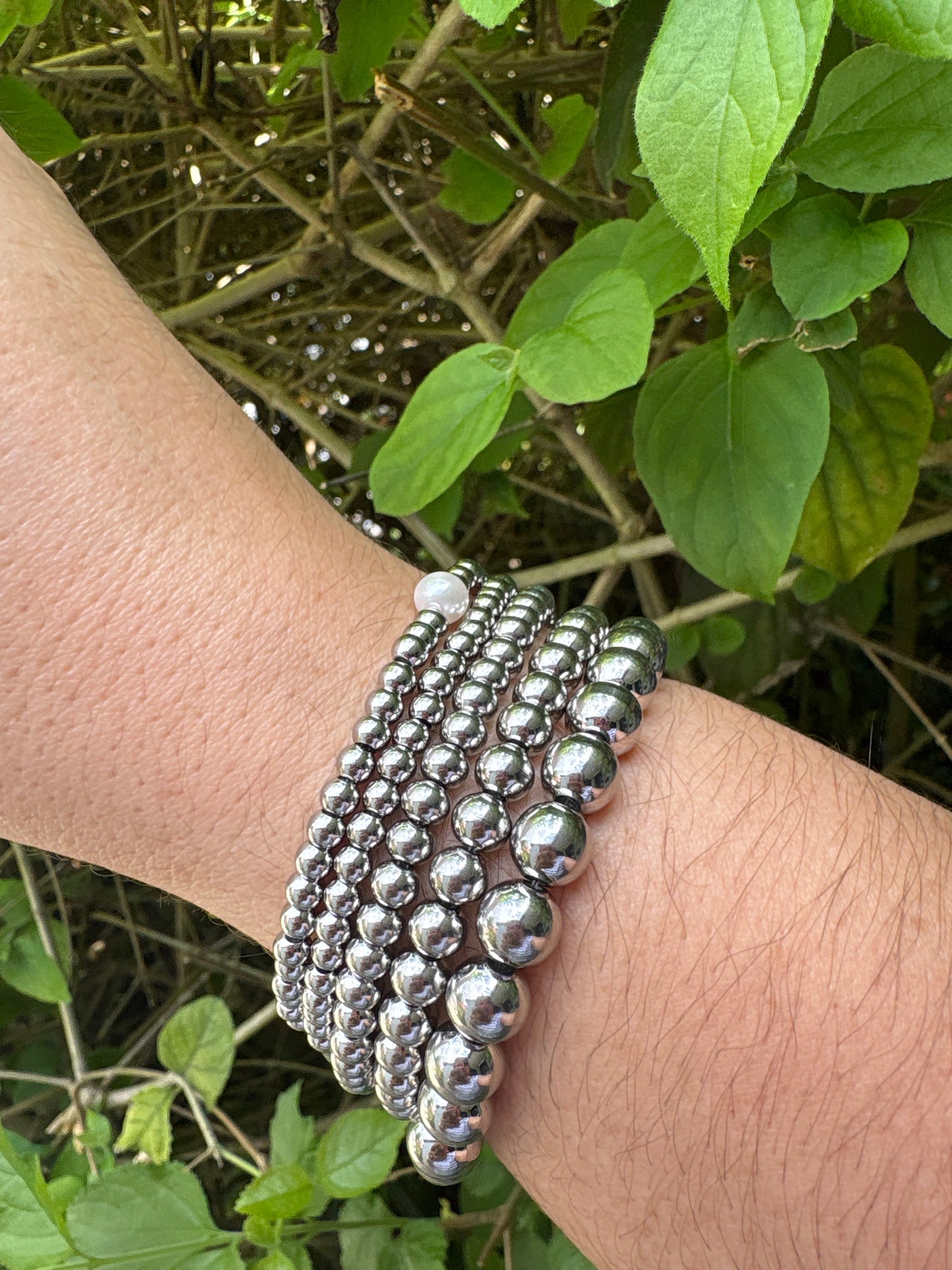 Silver beaded bracelet