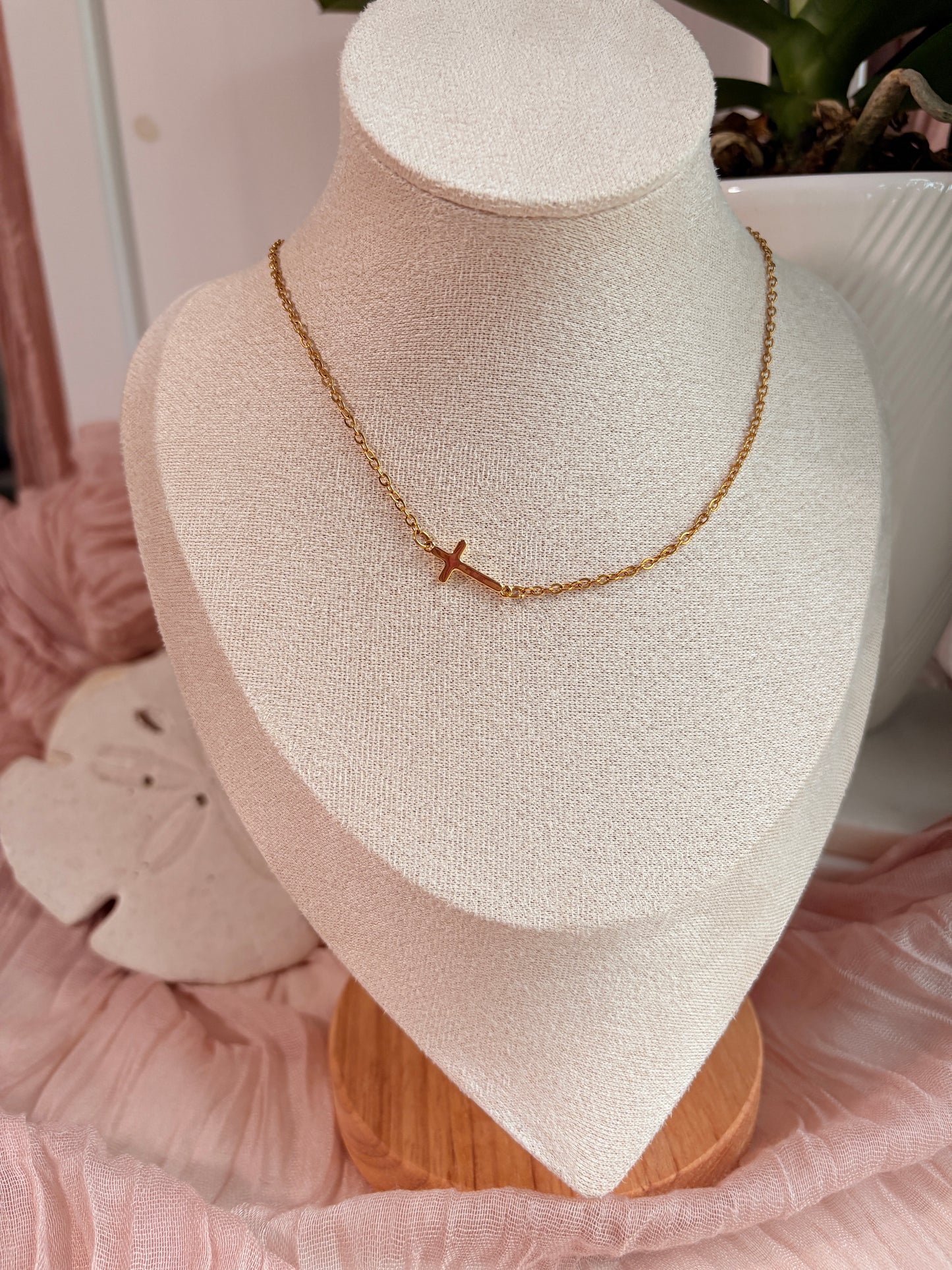 Sideways Cross Necklace