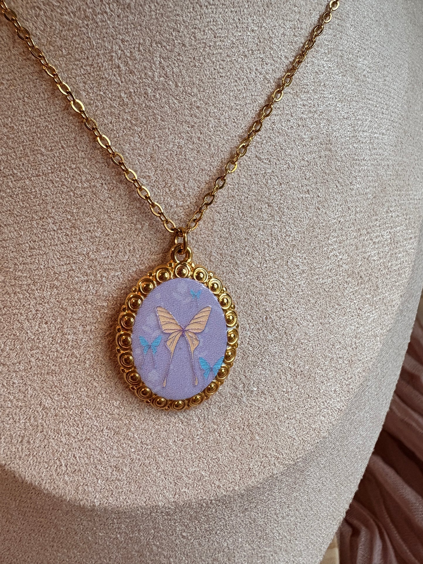 Lavender Butterfly Pendant Nacklace - Sky’s Gem Box