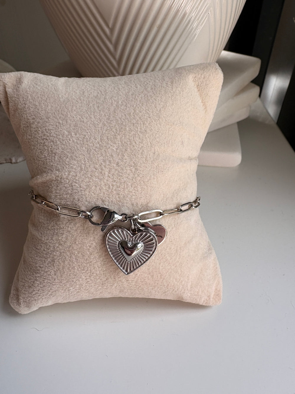 Silver Heart Paperclip Chain Set - Sky’s Gem Box