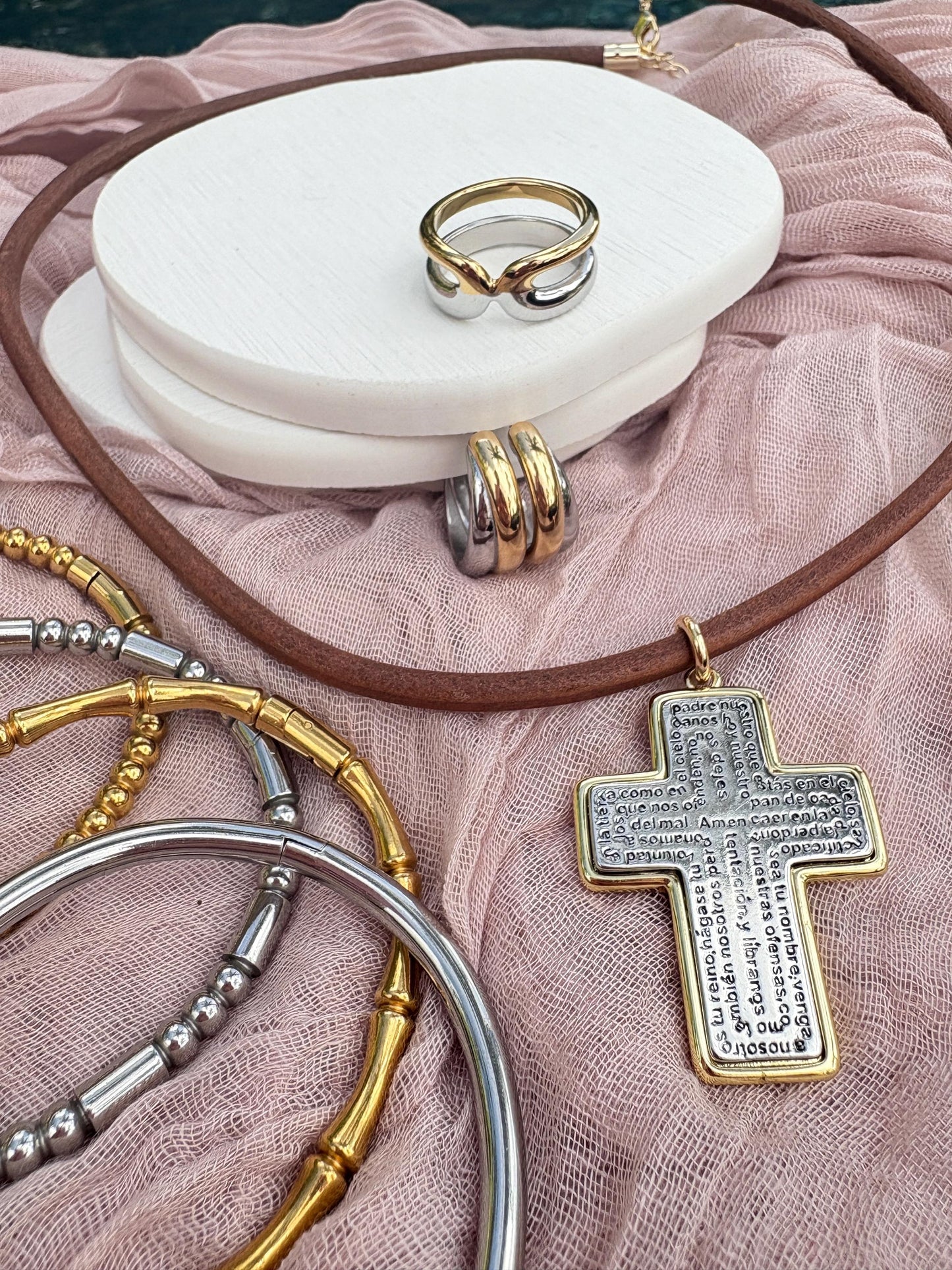 Padre Nuestro Cross Pendant Necklace