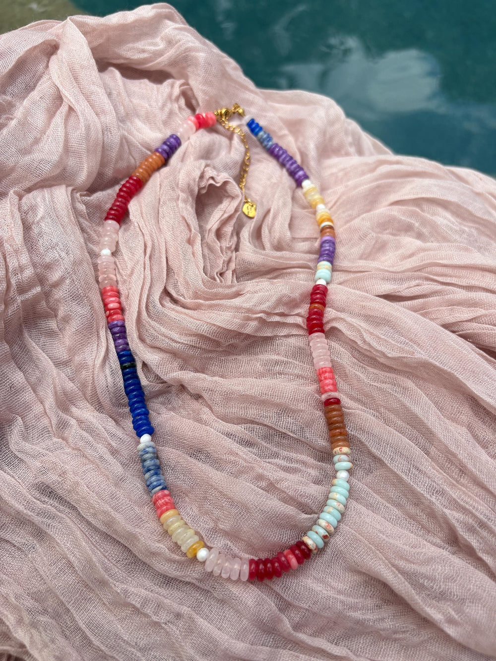 Rainbow Flat Agate Necklace - Sky’s Gem Box