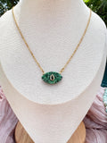 Gold Chain Necklace with Green Jasper Connector - Sky’s Gem Box
