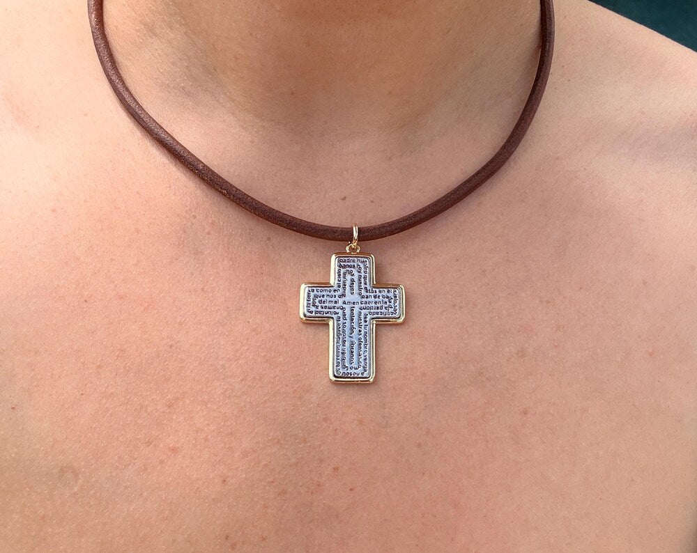 Padre Nuestro Cross Pendant Necklace