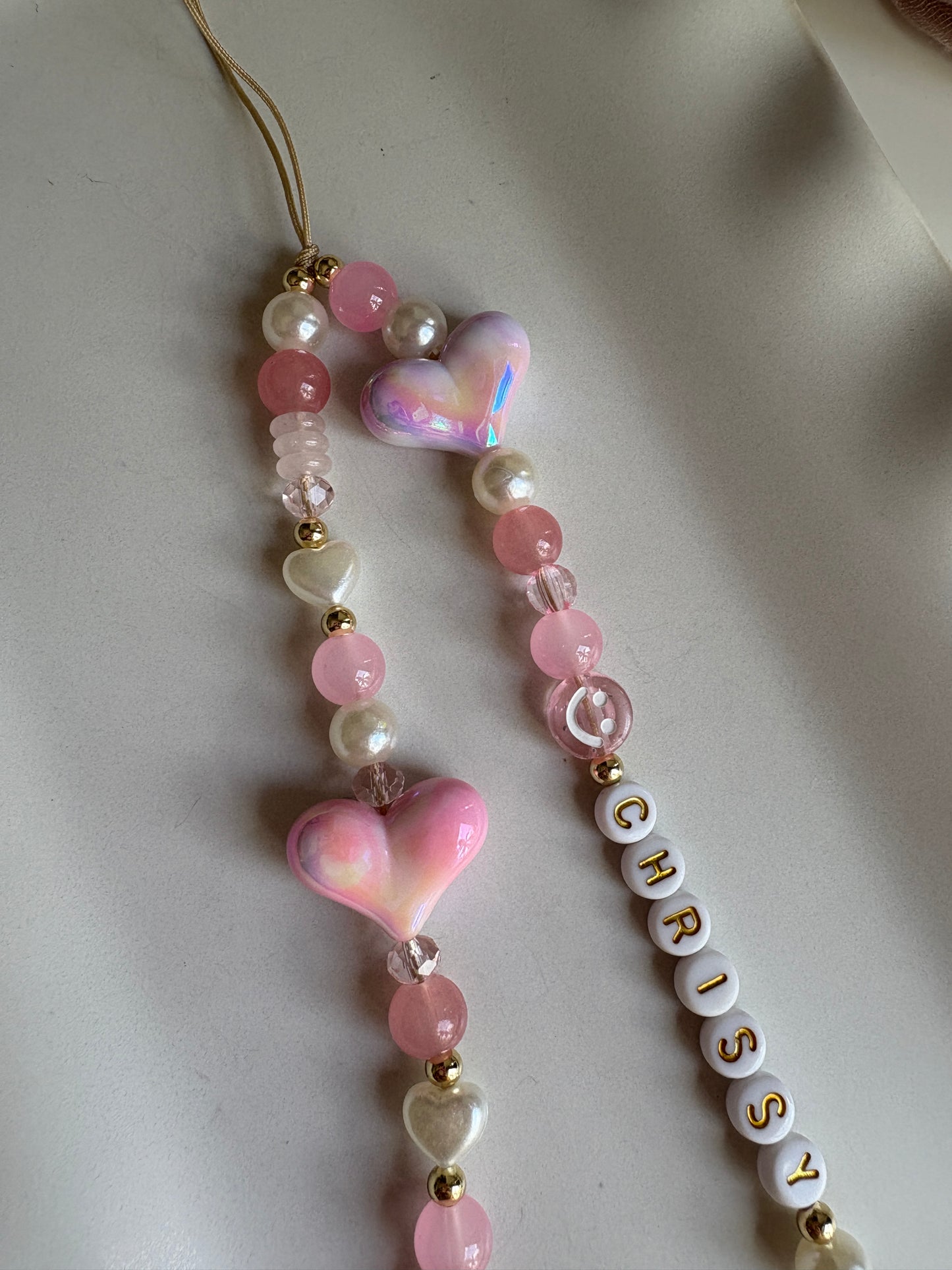 Pink Hearts Phone Strap