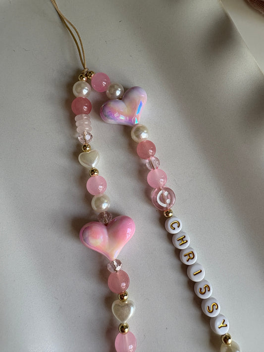 Pink Hearts Phone Strap