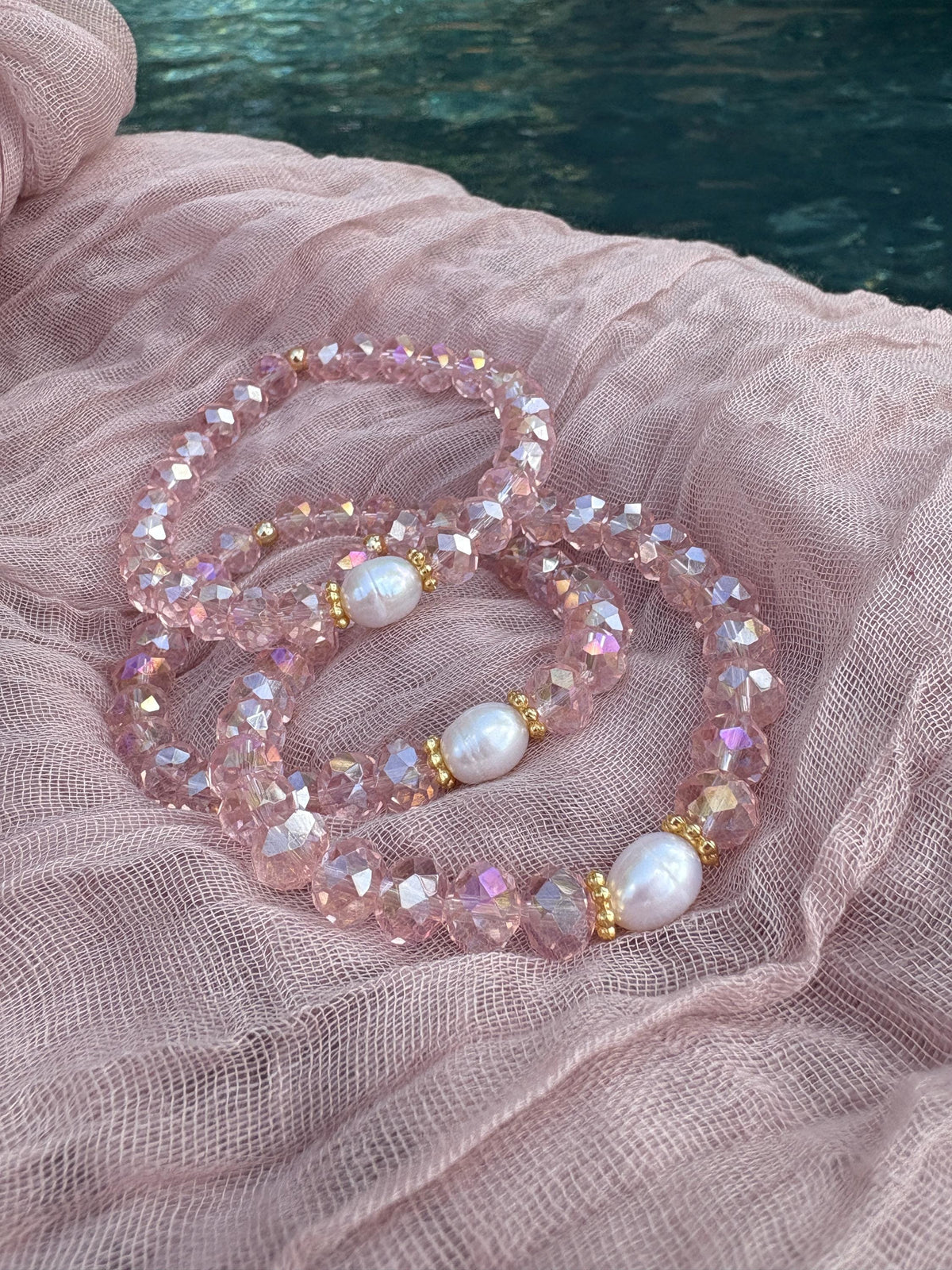 Pink Faceted Beaded Stretch Bracelet Set of 3 - Sky’s Gem Box