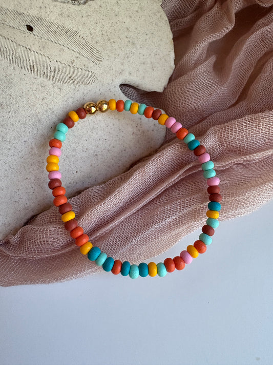 Kids- Colorful Matte Czech Glass Bead Bracelet