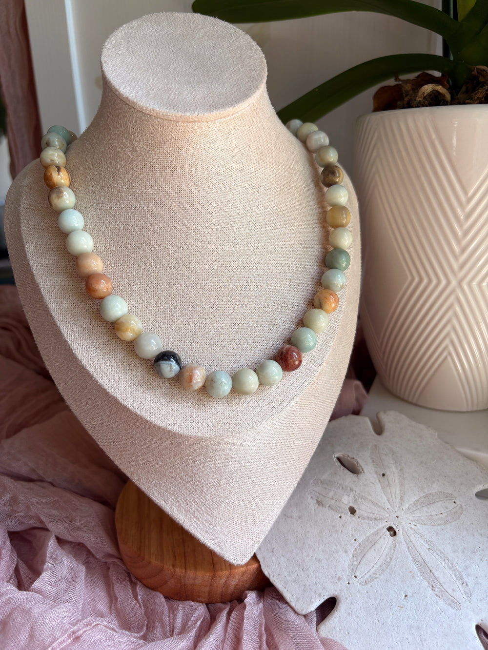 Sea Breeze Round Amazonite Necklace - Sky’s Gem Box