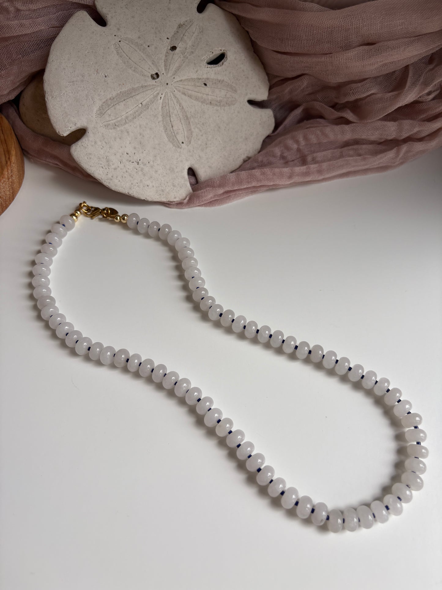 White and Navy Agate Necklace