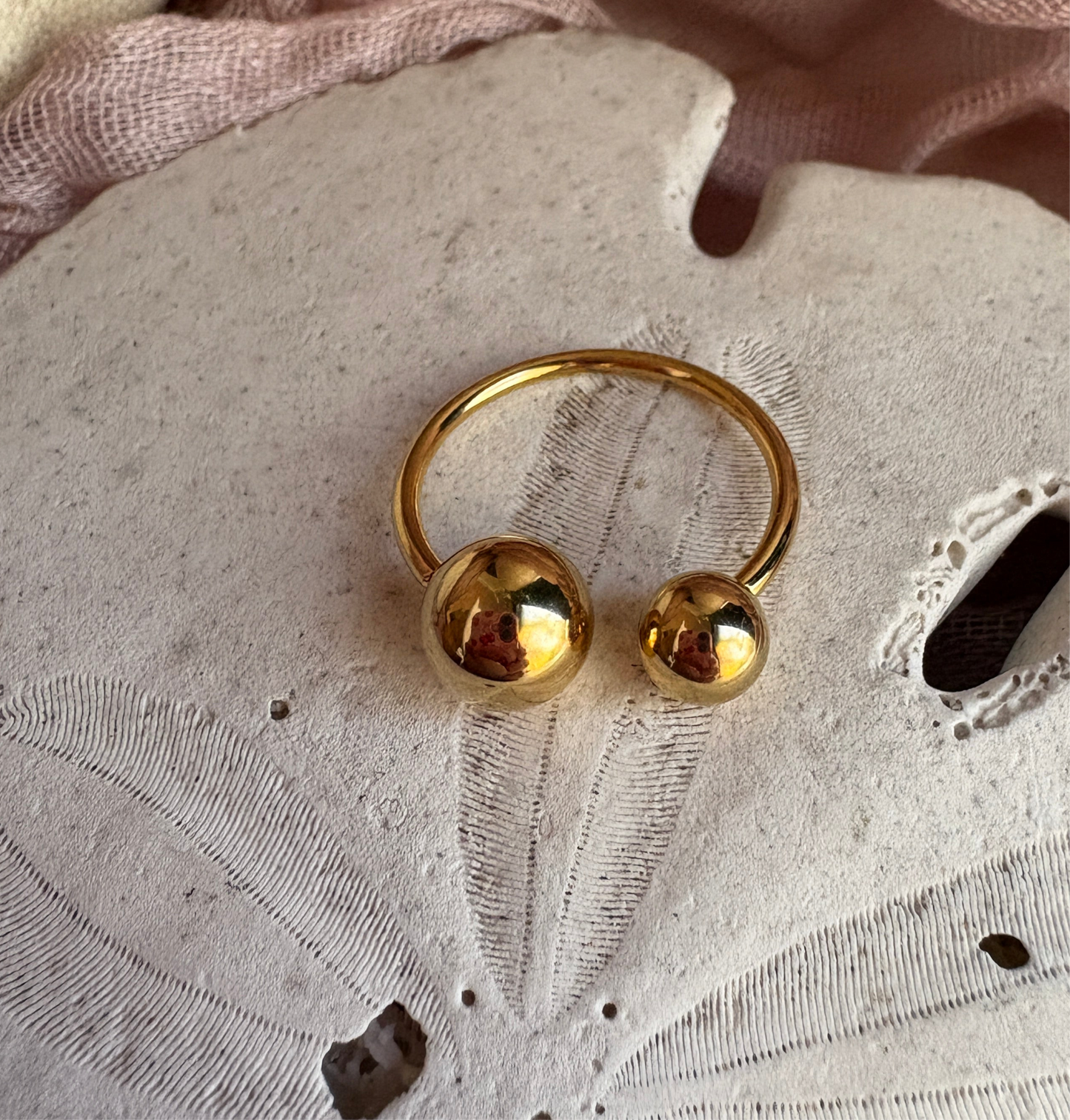 Adjustable Gold Ball Ring