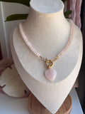 Pink Agate Necklace with Heart Pendant - Sky’s Gem Box