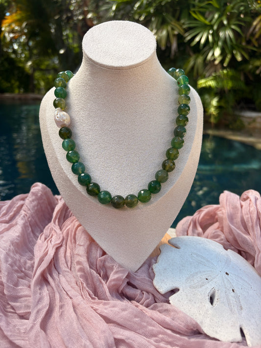 Dark Green Bubble Beads Necklace