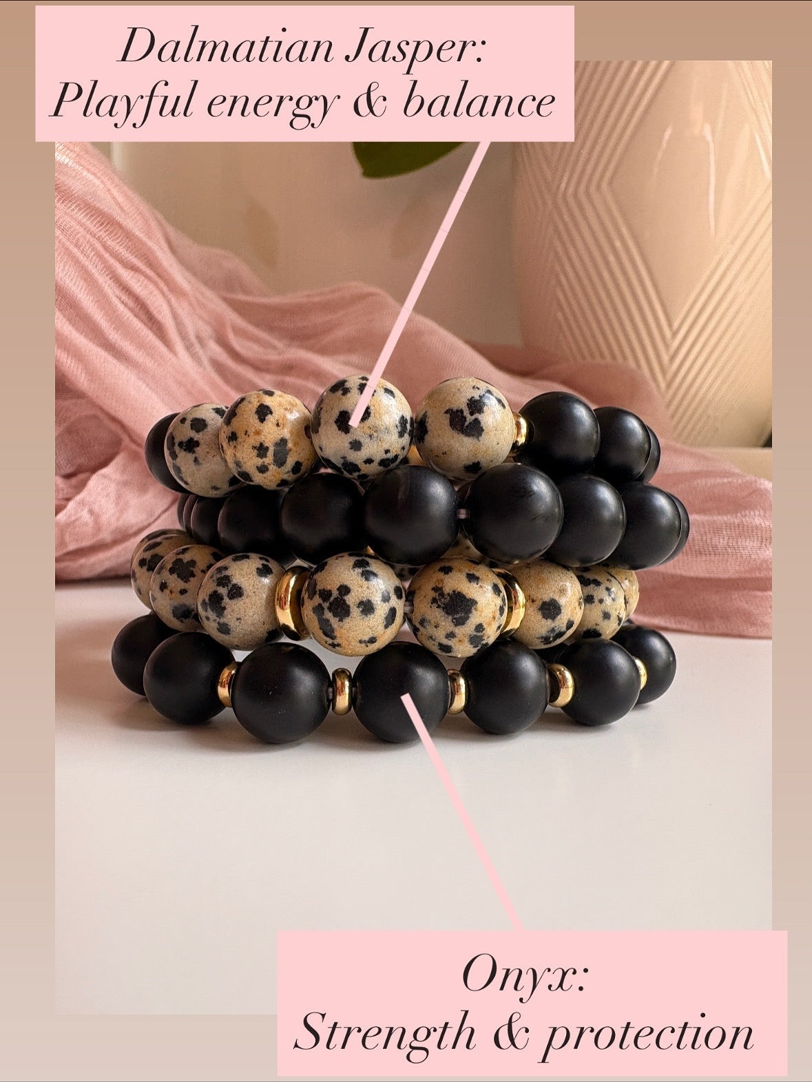 Dalmatian Jasper and Onyx Bracelet
