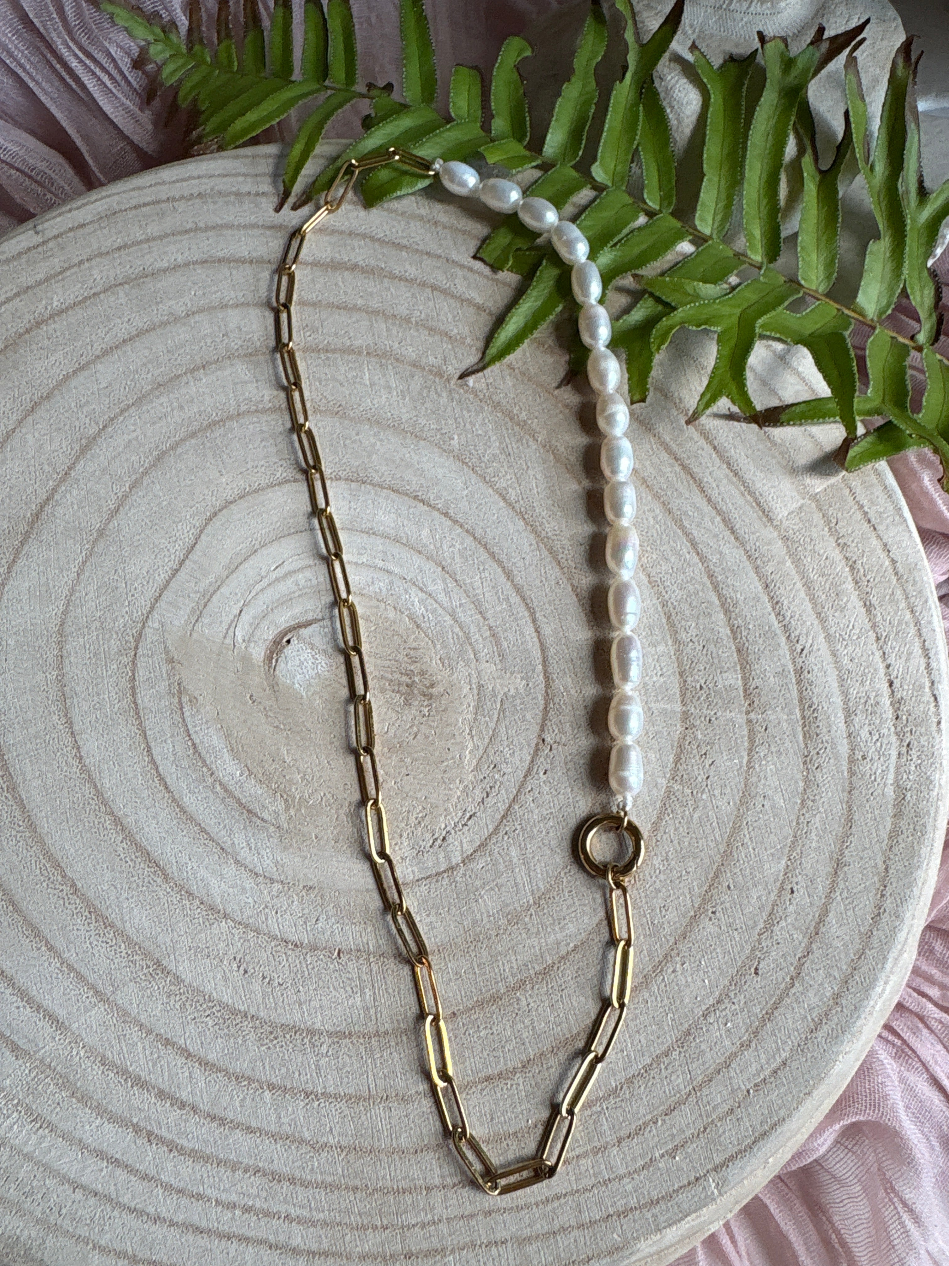 Paperclip & Pearls Necklace