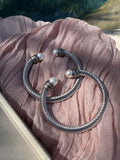 Chunky Cable Cuff with Pearl - Sky’s Gem Box