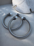 Chunky Cable Cuff with Pearl - Sky’s Gem Box