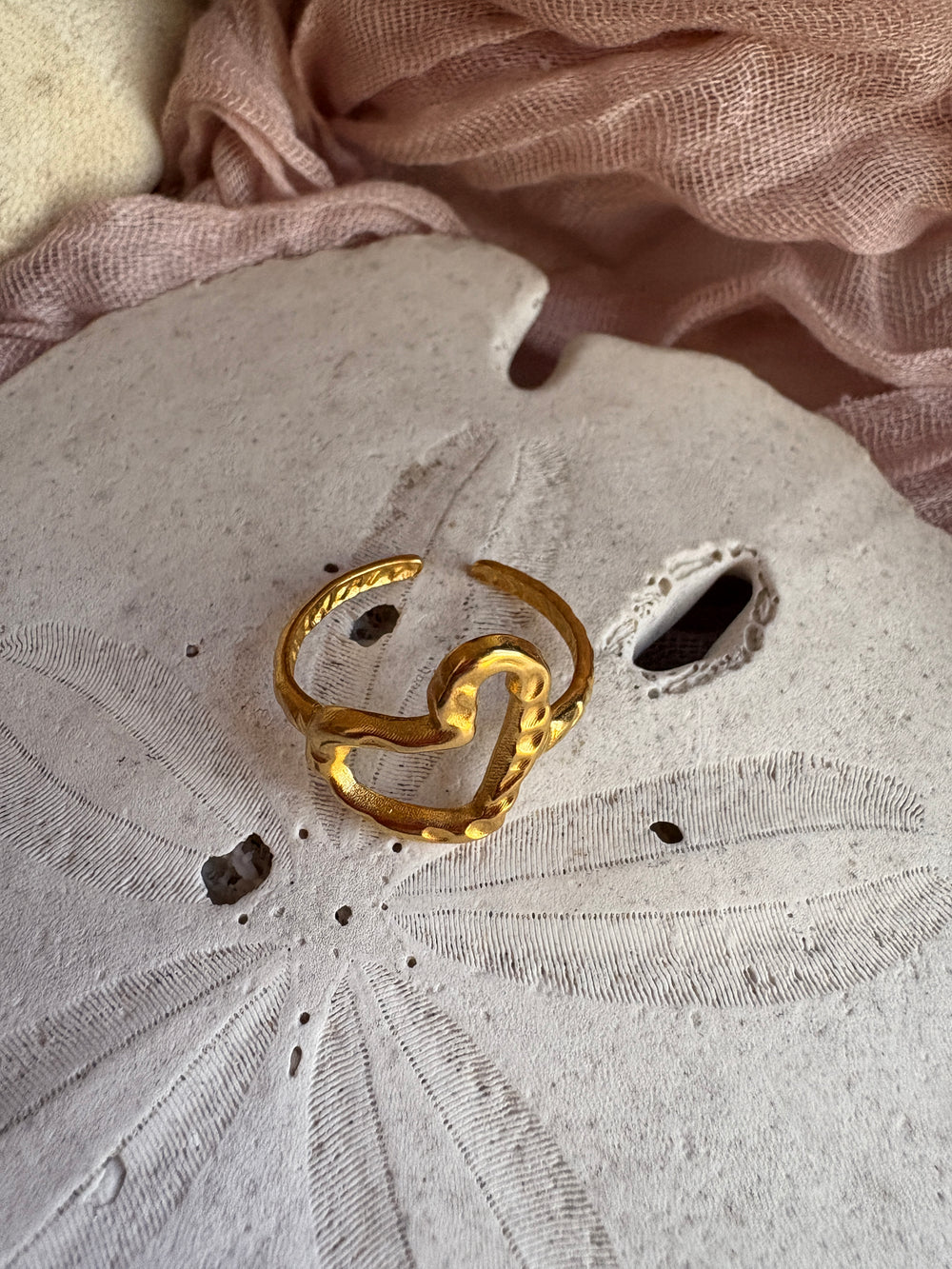 Adjustable Hammered Heart Ring - Sky’s Gem Box