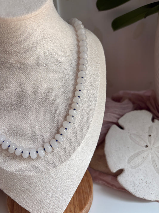 White and Navy Agate Necklace